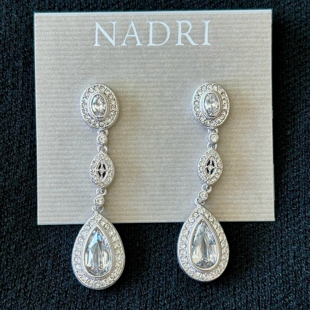 Nadri Silver Drop Earrings